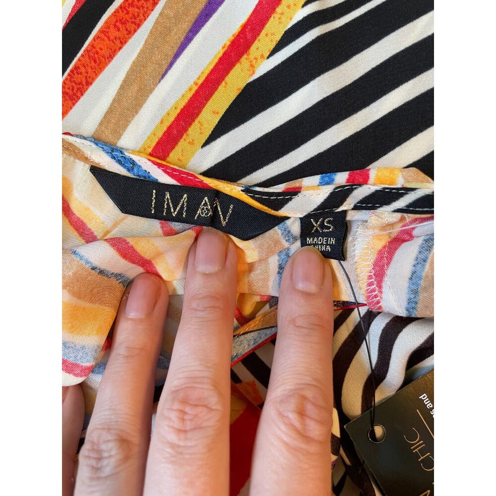 IMAN Global Chic Striped One Sleeve Caftan Maxi Dress Size XS NWT - Picture 6 of 7